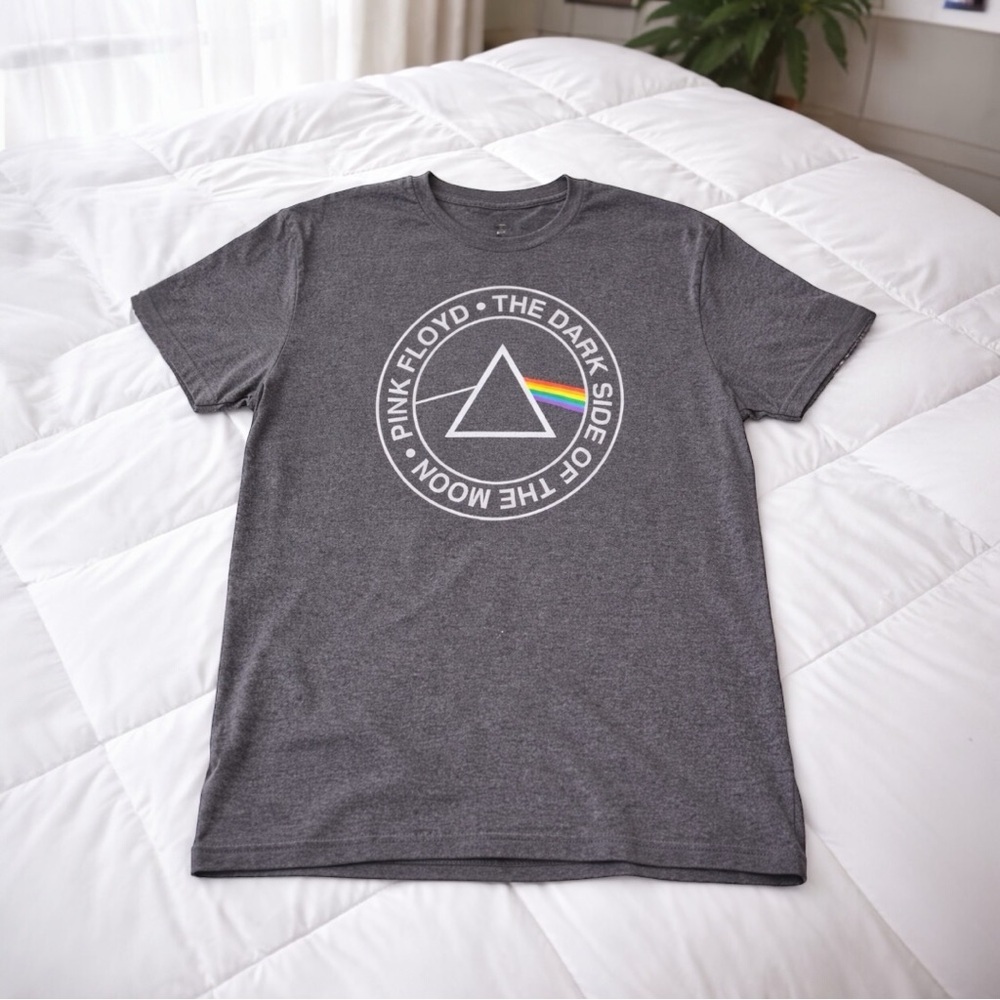 Pink Floyd Dark Side of the Moon Graphic Band Tee Gray Size XL Rock T-Shirt
